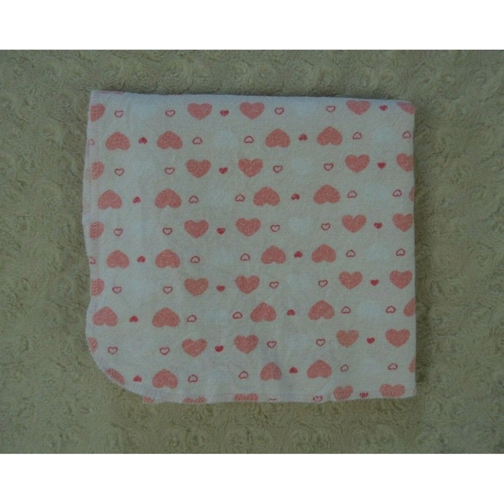 Just One You By Carter's Hearts Baby Receiving Blanket White Pink Flannel